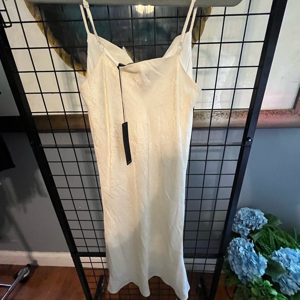 Cream Chemise Dress with Delicate Design - Picture 5 of 6
